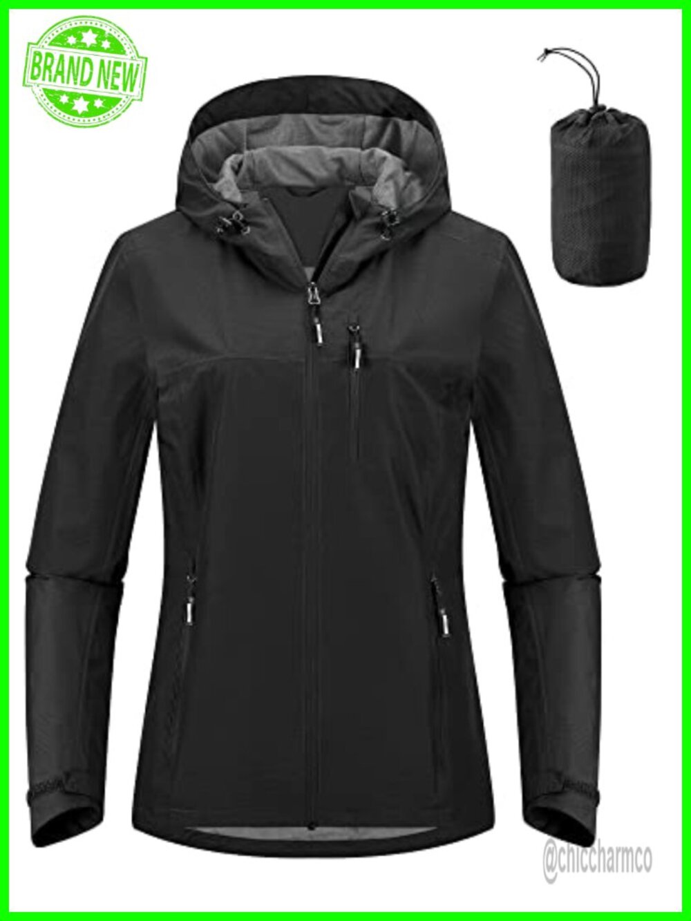 Packable Waterproof Rain Jacket Hooded Ultralight Cycling Running